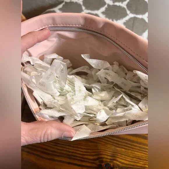 Dior Pink Cosmetic Bag NEW w Silver Beaded Accents brand new lovely charm gifts - Picture 6 of 9